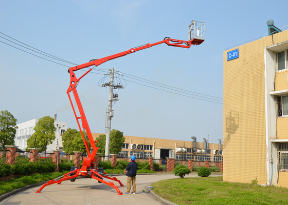 China 10m Max Platform Height Towable Boom Lift with Hydraulic Outriggers and Outrigger Interlocks supplier